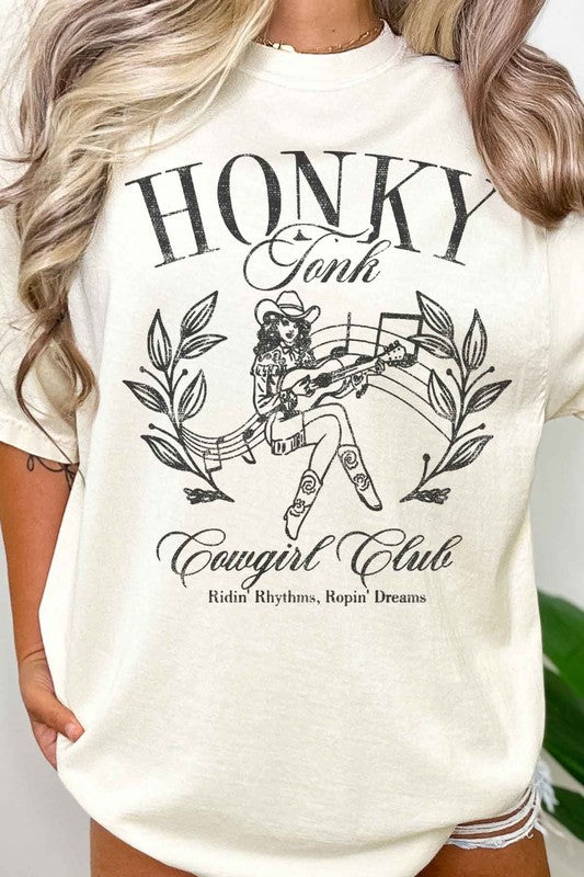 HONKY TONK COWGIRL CLUB OVERSIZED TEE - lolaluxeshop