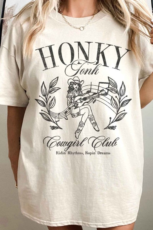 HONKY TONK COWGIRL CLUB OVERSIZED TEE - lolaluxeshop