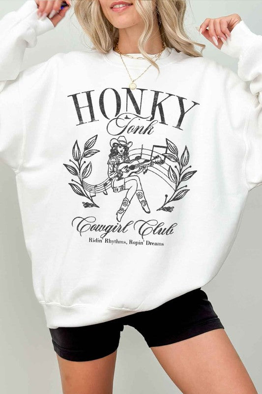 HONKY TONK COWGIRL CLUB OVERSIZED SWEATSHIRT - lolaluxeshop