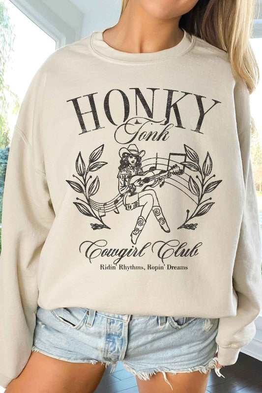 HONKY TONK COWGIRL CLUB OVERSIZED SWEATSHIRT - lolaluxeshop