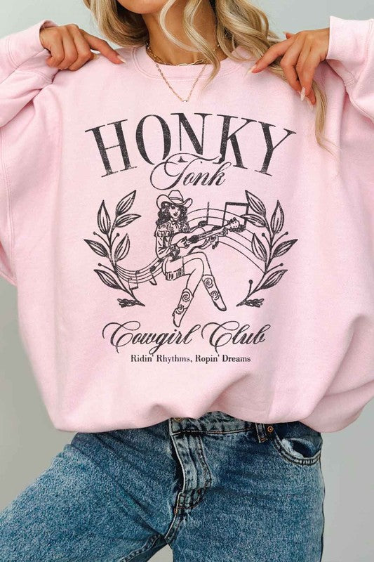 HONKY TONK COWGIRL CLUB OVERSIZED SWEATSHIRT - lolaluxeshop