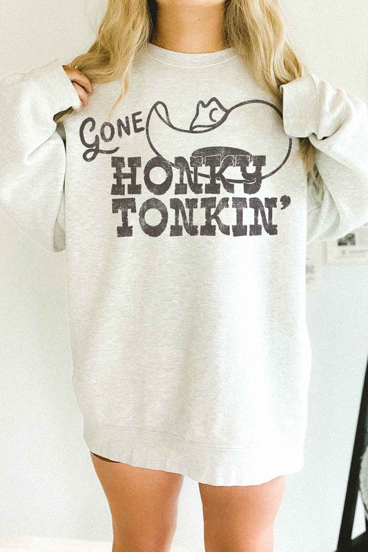 GONE HONKY TONKIN WESTERN OVERSIZED SWEATSHIRT - lolaluxeshop