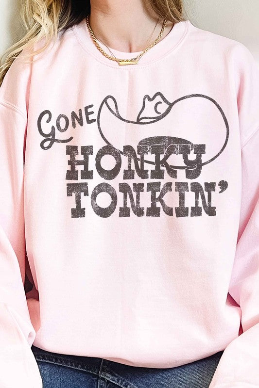 GONE HONKY TONKIN WESTERN OVERSIZED SWEATSHIRT - lolaluxeshop