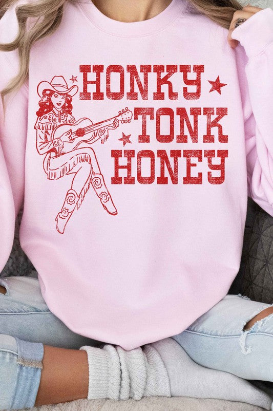 HONKY TONK HONEY WESTERN GRAPHIC SWEATSHIRT - lolaluxeshop