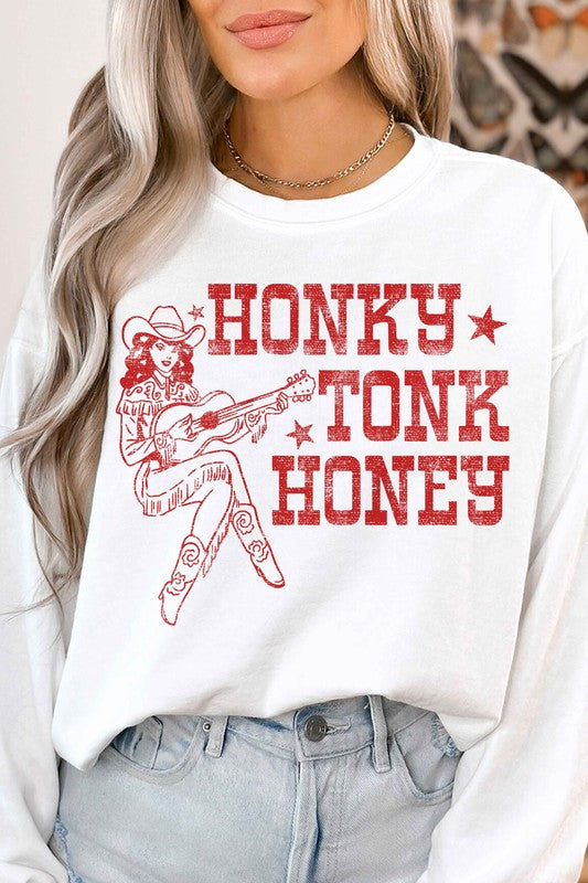 HONKY TONK HONEY WESTERN GRAPHIC SWEATSHIRT - lolaluxeshop