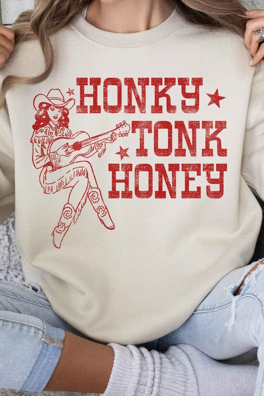 HONKY TONK HONEY WESTERN GRAPHIC SWEATSHIRT - lolaluxeshop