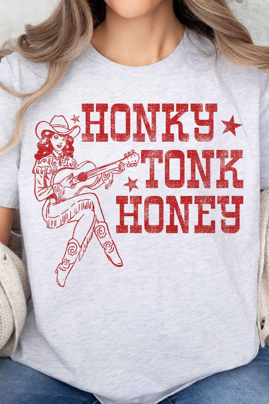 HONKY TONK HONEY WESTERN OVERSIZED TEE - lolaluxeshop