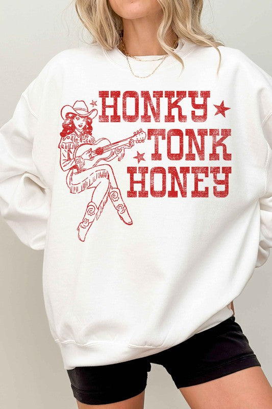 HONKY TONK HONEY WESTERN OVERSIZED SWEATSHIRT - lolaluxeshop