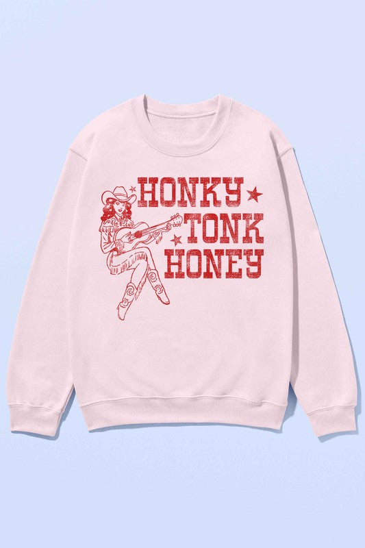 HONKY TONK HONEY WESTERN OVERSIZED SWEATSHIRT - lolaluxeshop