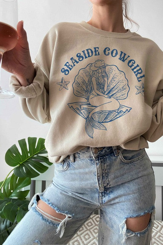 SEASIDE COWGIRL WESTERN COUNTRY GRAPHIC SWEATSHIRT - lolaluxeshop