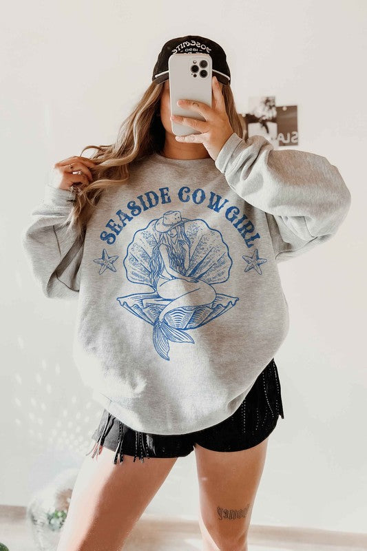 SEASIDE COWGIRL WESTERN COUNTRY GRAPHIC SWEATSHIRT - lolaluxeshop