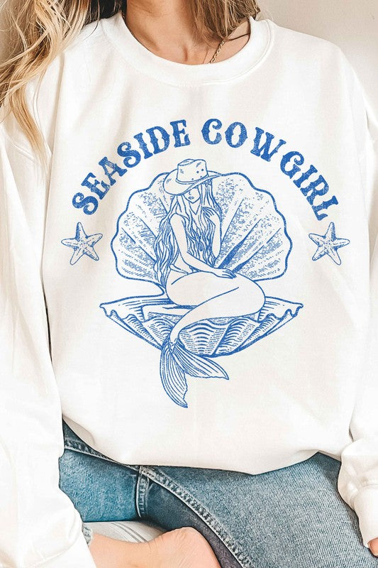 SEASIDE COWGIRL WESTERN COUNTRY GRAPHIC SWEATSHIRT - lolaluxeshop