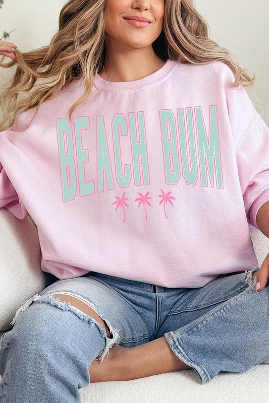 Beach Bum Oversized Graphic Fleece Sweatshirts - lolaluxeshop