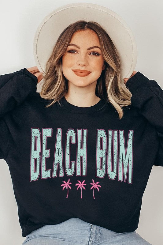 Beach Bum Oversized Graphic Fleece Sweatshirts - lolaluxeshop