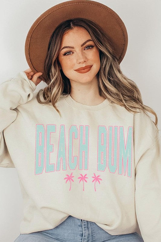 Beach Bum Oversized Graphic Fleece Sweatshirts - lolaluxeshop