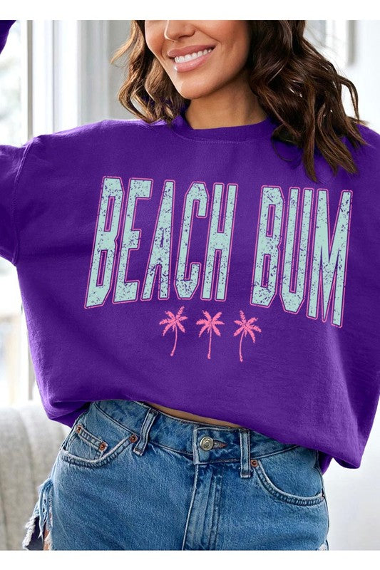 Beach Bum Oversized Graphic Fleece Sweatshirts - lolaluxeshop