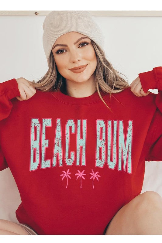 Beach Bum Oversized Graphic Fleece Sweatshirts - lolaluxeshop