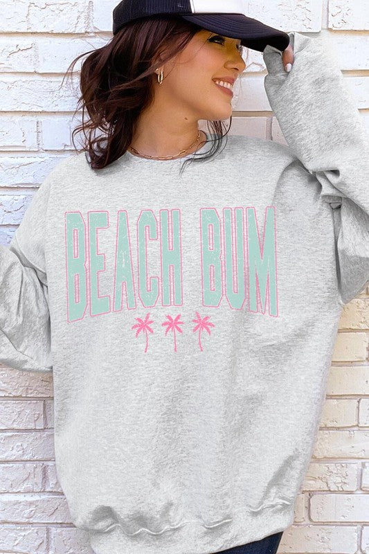 Beach Bum Oversized Graphic Fleece Sweatshirts - lolaluxeshop