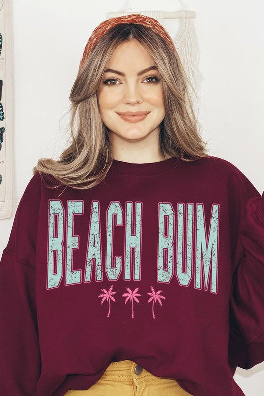 Beach Bum Oversized Graphic Fleece Sweatshirts - lolaluxeshop