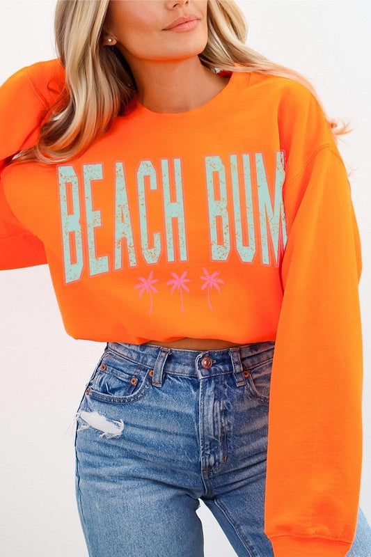 Beach Bum Oversized Graphic Fleece Sweatshirts - lolaluxeshop