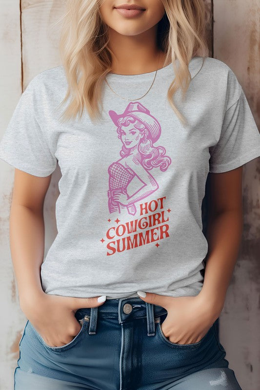 Hot Cowgirl Summer, Retro Western Graphic Tee - lolaluxeshop