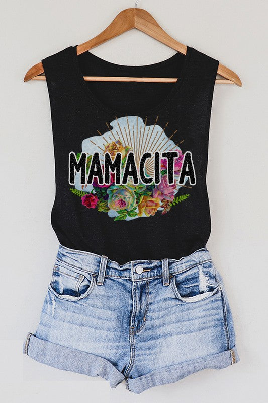 Mama Gifts Mamacita Graphic Muscle Tank Top - lolaluxeshop