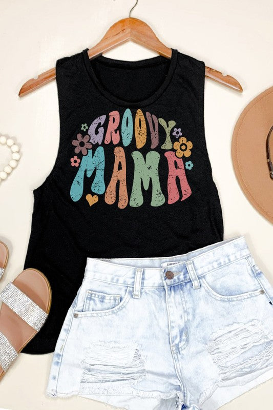 Mother's Day Groovy Mama Doodle Tank Top - lolaluxeshop