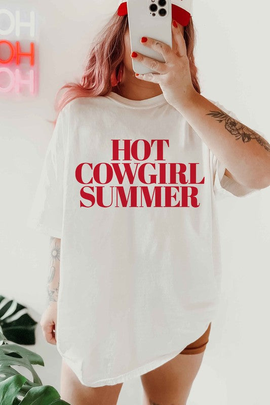 HOT COWGIRL SUMMER OVERSIZED GRAPHIC TEE - lolaluxeshop