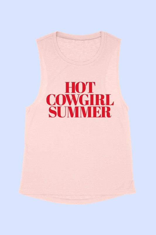 HOT COWGIRL SUMMER GRAPHIC MUSCLE TAN - lolaluxeshop