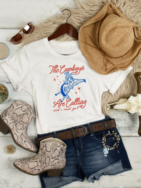 The Cowboys Are Calling and I Must Go Graphic Tee - lolaluxeshop