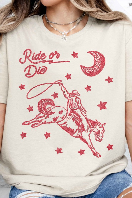 RIDE OR DIE WESTERN COWBOY GRAPHIC TEE - lolaluxeshop