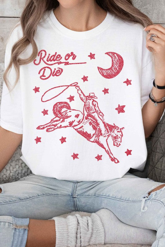 RIDE OR DIE WESTERN COWBOY GRAPHIC TEE - lolaluxeshop