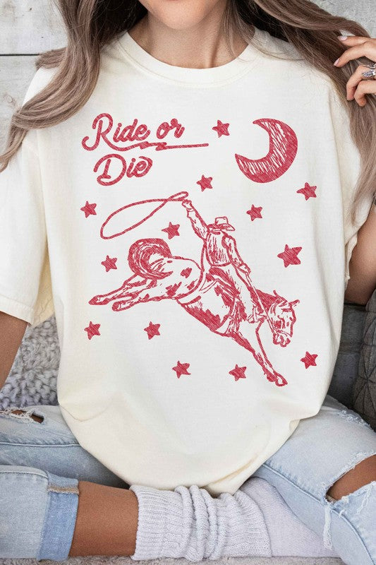 RIDE OR DIE WESTERN COWBOY GRAPHIC TEE - lolaluxeshop