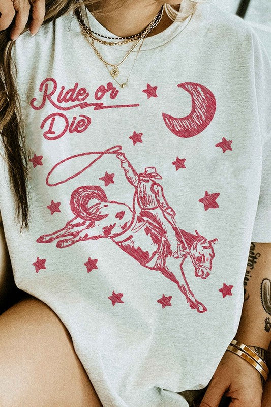 RIDE OR DIE WESTERN COWBOY GRAPHIC TEE - lolaluxeshop