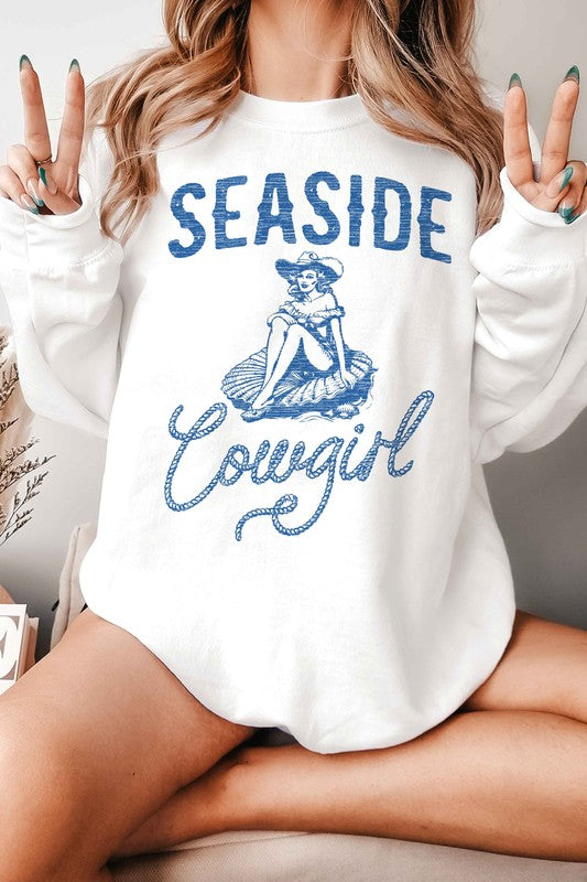 SEASIDE COWGIRL WESTERN GRAPHIC SWEATSHIRT - lolaluxeshop