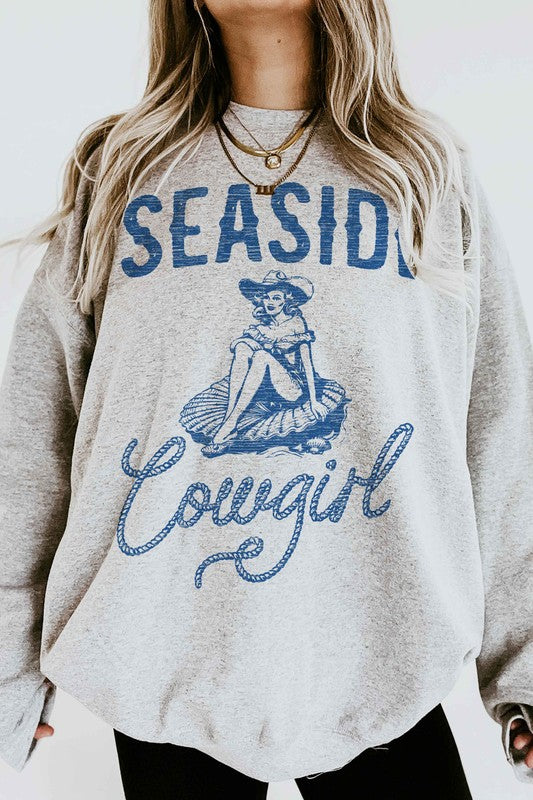 SEASIDE COWGIRL WESTERN GRAPHIC SWEATSHIRT - lolaluxeshop