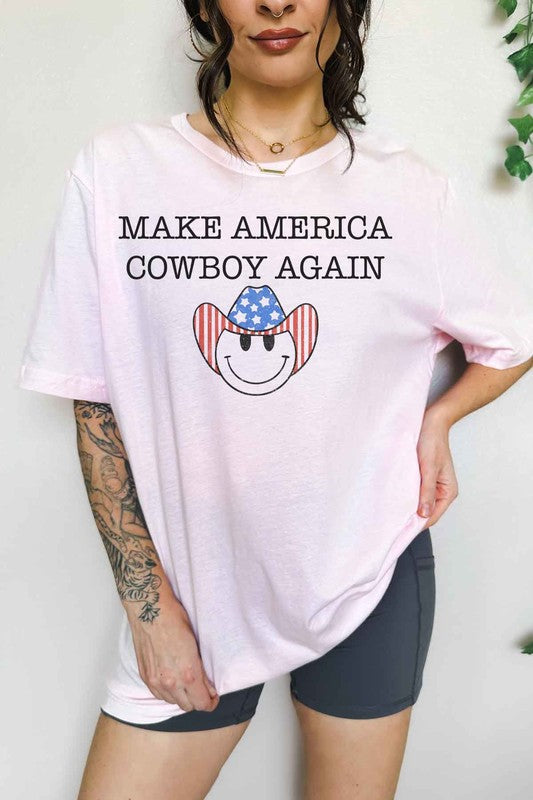 MAKE AMERICA COWBOY AGAIN OVERSIZED GRAPHIC TEE - lolaluxeshop