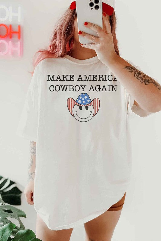 MAKE AMERICA COWBOY AGAIN OVERSIZED GRAPHIC TEE - lolaluxeshop