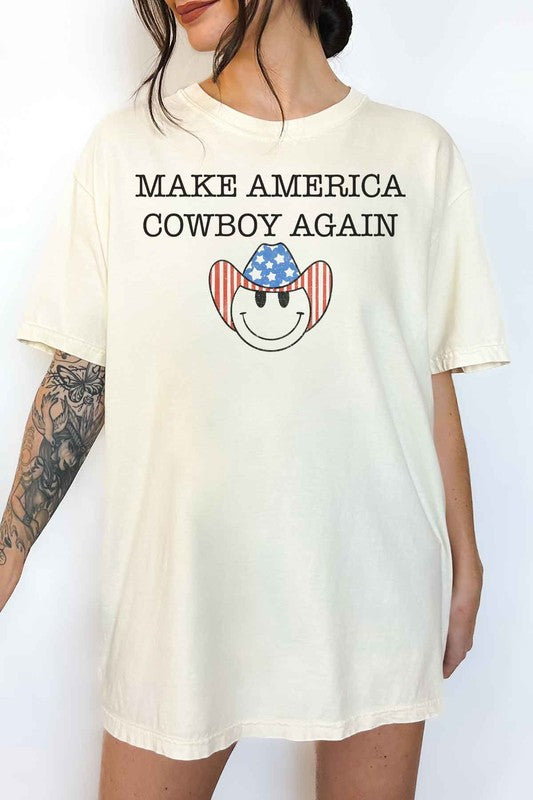 MAKE AMERICA COWBOY AGAIN OVERSIZED GRAPHIC TEE - lolaluxeshop