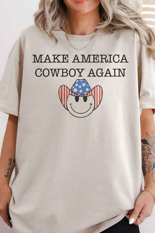 MAKE AMERICA COWBOY AGAIN OVERSIZED GRAPHIC TEE - lolaluxeshop