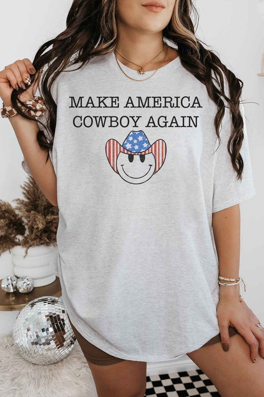 MAKE AMERICA COWBOY AGAIN OVERSIZED GRAPHIC TEE - lolaluxeshop