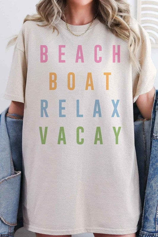 BEACH BOAT RELAX VACAY GRAPHIC TEE - lolaluxeshop