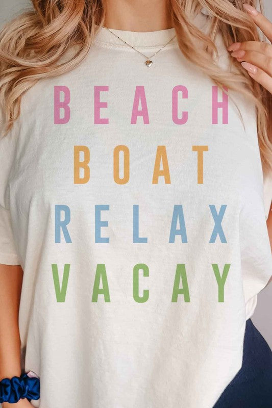 BEACH BOAT RELAX VACAY GRAPHIC TEE - lolaluxeshop