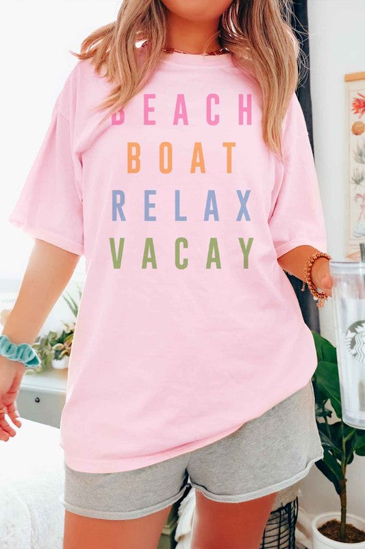 BEACH BOAT RELAX VACAY GRAPHIC TEE - lolaluxeshop