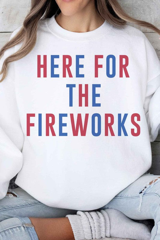 HERE FOR THE FIREWORKS GRAPHIC SWEATSHIRT - lolaluxeshop