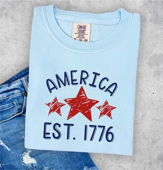 America Est 1776 Comfort Color Tee - lolaluxeshop