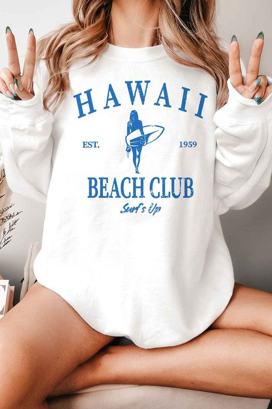 HAWAII BEACH CLUB SURFS UP GRAPHIC SWEATSHIRT