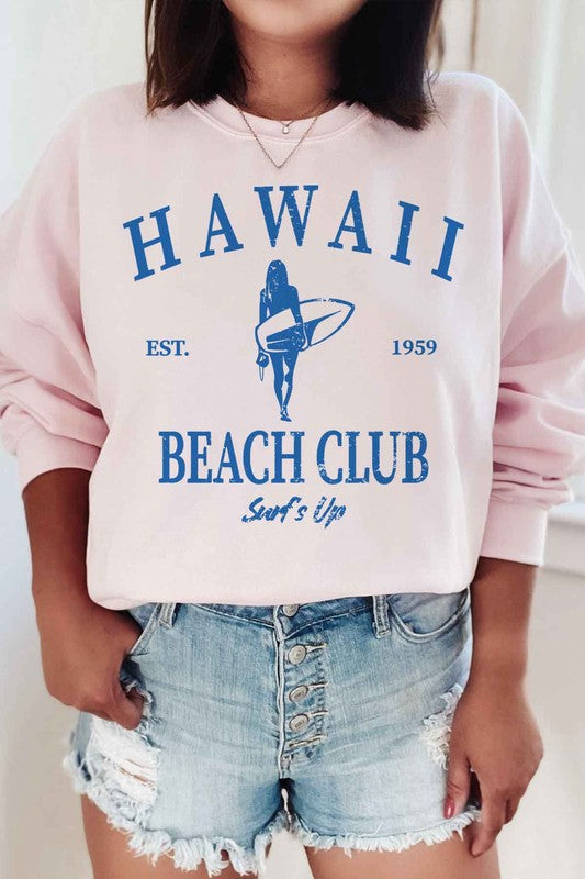 HAWAII BEACH CLUB SURFS UP GRAPHIC SWEATSHIRT