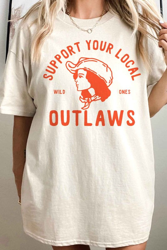 SUPPORT YOUR LOCAL OUTLAWS OVERSIZED GRAPHIC TEE