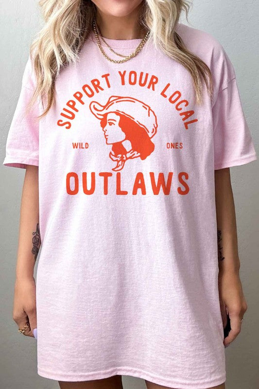 SUPPORT YOUR LOCAL OUTLAWS OVERSIZED GRAPHIC TEE